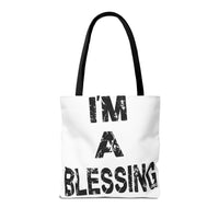 I'm a Blessing large text Tote Bag - Inspirational Eco-Friendly Canvas Bag