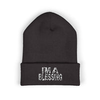 Copy of Embroidered Classic Cuffed Beanie - "I'm a Blessing" White Text