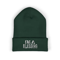 Copy of Embroidered Classic Cuffed Beanie - "I'm a Blessing" White Text