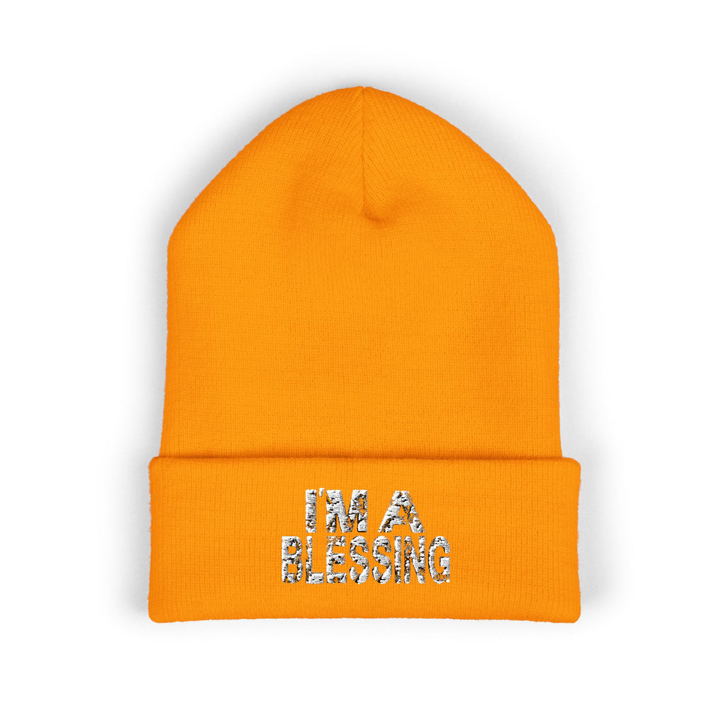 Copy of Embroidered Classic Cuffed Beanie - "I'm a Blessing" White Text