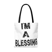 I'm a Blessing large text Tote Bag - Inspirational Eco-Friendly Canvas Bag