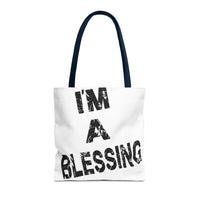 I'm a Blessing large text Tote Bag - Inspirational Eco-Friendly Canvas Bag