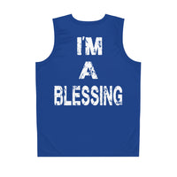 Inspirational Basketball Jersey - "I'm a Blessing" - Casual Sportswear Blue