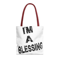 I'm a Blessing large text Tote Bag - Inspirational Eco-Friendly Canvas Bag