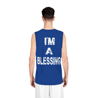 Inspirational Basketball Jersey - "I'm a Blessing" - Casual Sportswear Blue