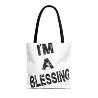 I'm a Blessing large text Tote Bag - Inspirational Eco-Friendly Canvas Bag
