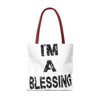 I'm a Blessing large text Tote Bag - Inspirational Eco-Friendly Canvas Bag