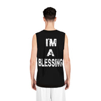 Inspirational Basketball Jersey - "I'm a Blessing" - Casual Sportswear Black