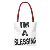 I'm a Blessing large text Tote Bag - Inspirational Eco-Friendly Canvas Bag