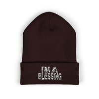 Copy of Embroidered Classic Cuffed Beanie - "I'm a Blessing" White Text