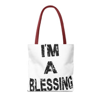I'm a Blessing large text Tote Bag - Inspirational Eco-Friendly Canvas Bag