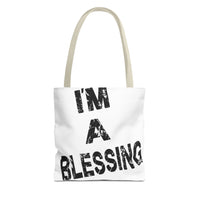 I'm a Blessing large text Tote Bag - Inspirational Eco-Friendly Canvas Bag