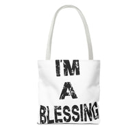 I'm a Blessing large text Tote Bag - Inspirational Eco-Friendly Canvas Bag