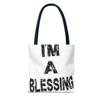 I'm a Blessing large text Tote Bag - Inspirational Eco-Friendly Canvas Bag