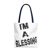 I'm a Blessing large text Tote Bag - Inspirational Eco-Friendly Canvas Bag