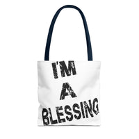 I'm a Blessing large text Tote Bag - Inspirational Eco-Friendly Canvas Bag