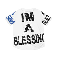 Men's Baseball Jersey - 'I'm a Blessing' Graphic Tee Black Blue