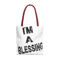 I'm a Blessing large text Tote Bag - Inspirational Eco-Friendly Canvas Bag