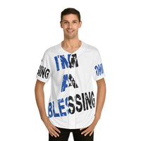 Men's Baseball Jersey - 'I'm a Blessing' Graphic Tee Black Blue