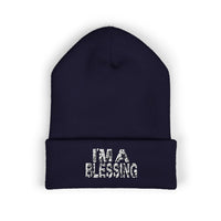 Copy of Embroidered Classic Cuffed Beanie - "I'm a Blessing" White Text