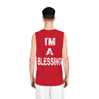 Inspirational Basketball Jersey - "I'm a Blessing" - Casual Sportswear Red